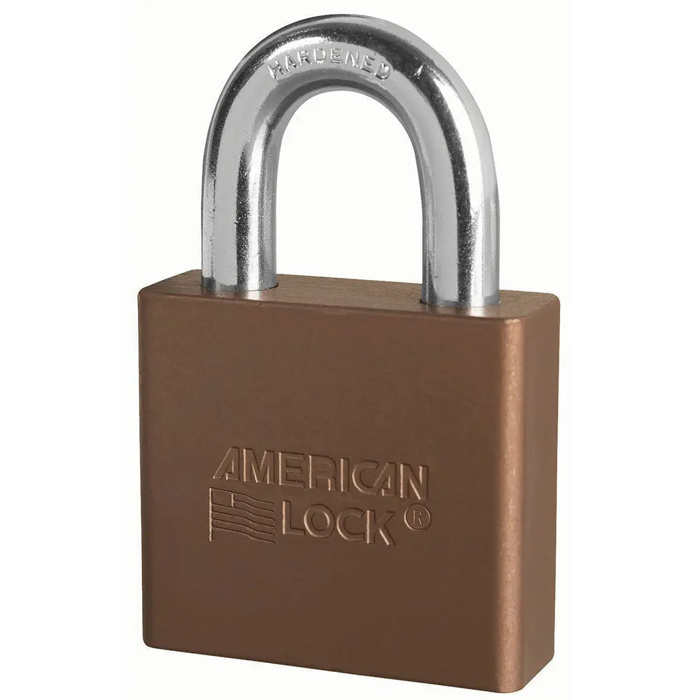 American Lock A1305KABRN 27676 Brown Anodized Aluminum Safety Padlock, 2" Body, 1-1/8" Tall 3/8" Diameter Shackle, Keyed Alike