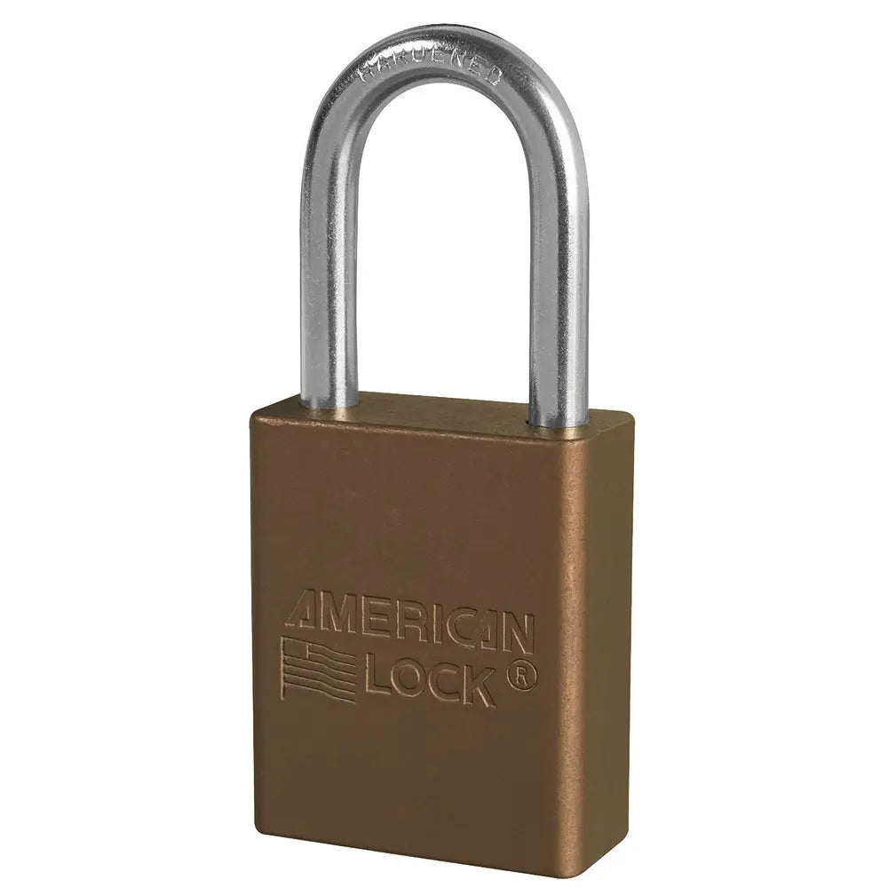 American Lock A1106BRN Brown Anodized Aluminum Safety Padlock, 1-1/2" Body, 1-1/2" Tall 1/4" Diameter Shackle, Keyed Different