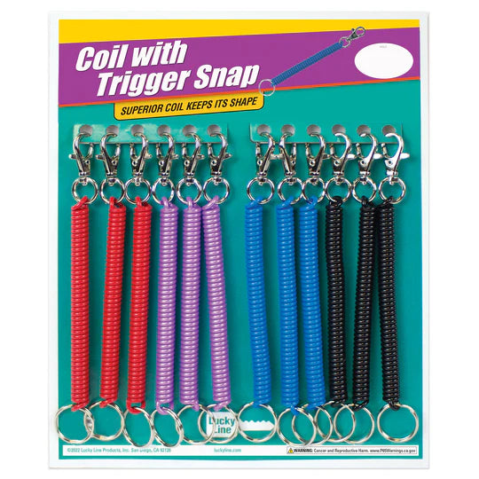 Lucky Line 41312 Key Chain Coil with Trigger Snap Assorted 12 Per Card
