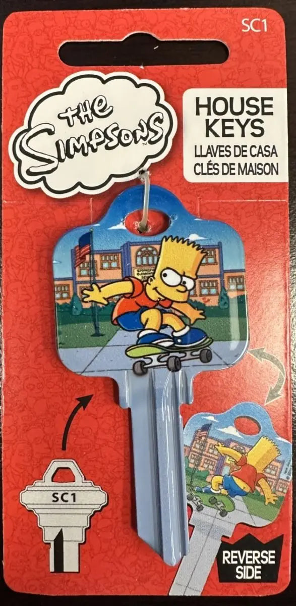 SC1-SM2 THE SIMPSONS Bart Simpson Skateboarding House Key Blank Schlage Keyway