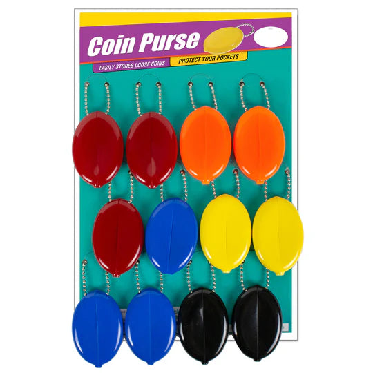 Lucky Line 94112 Squeeze Coin Purse With Ball Chain Asst 12 Per Card