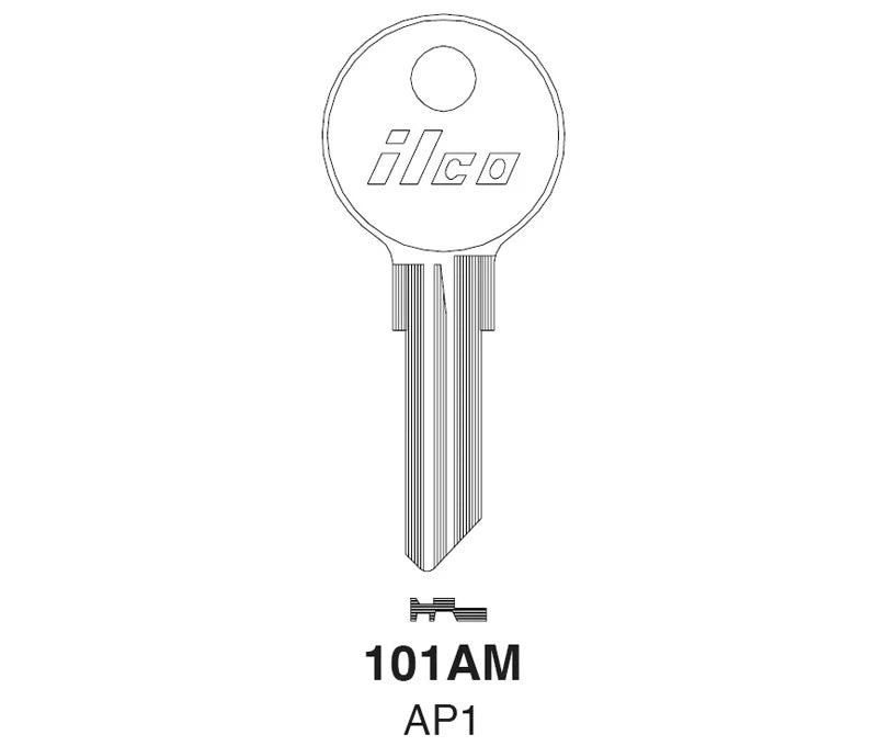 Kaba Ilco 101AM Key Blank – Chicago AP1 Keyway, Nickel-Plated Brass, 6-Wafer