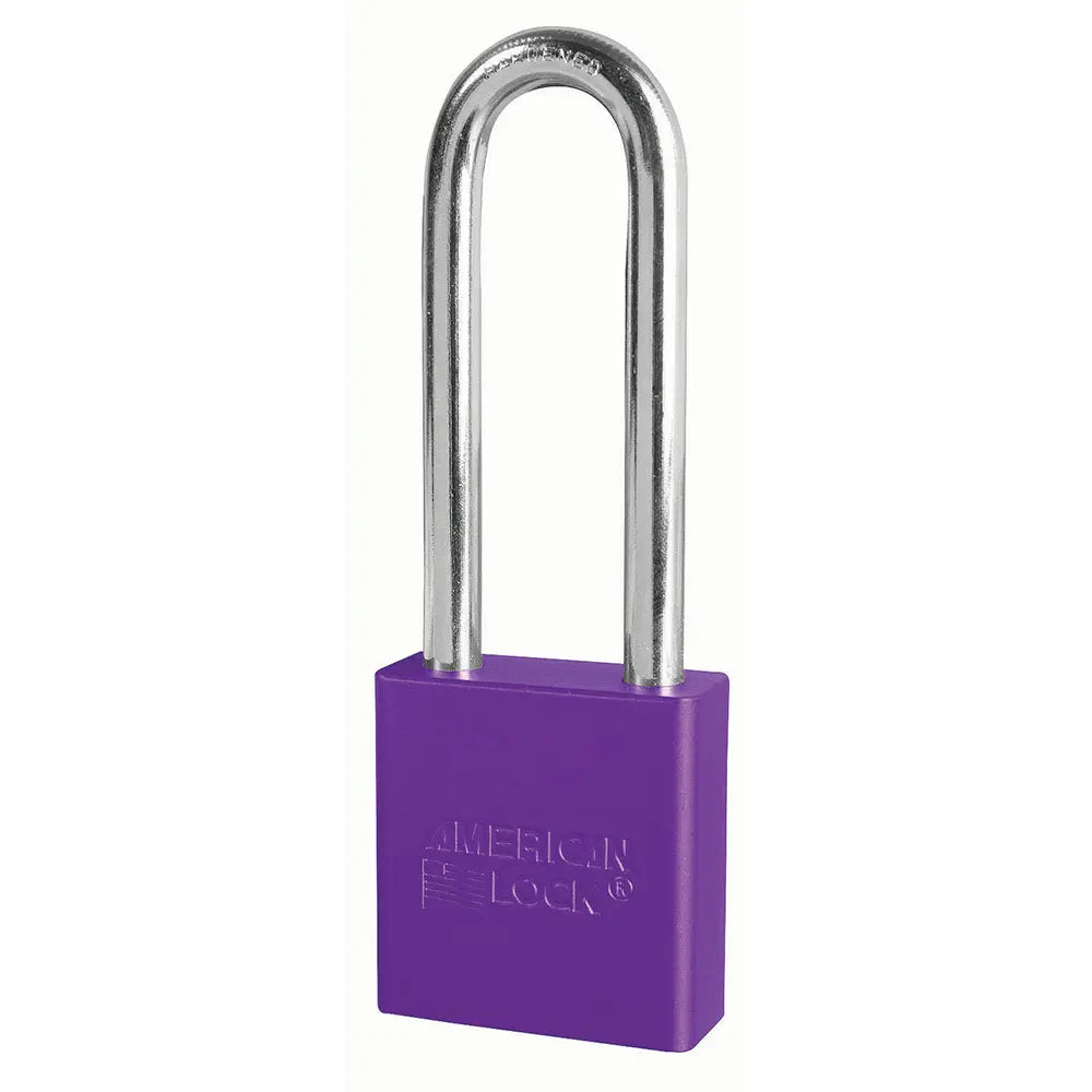 American Lock A1207PRP Purple Anodized Aluminum Safety Padlock, 1-3/4" Body, 3" Tall 5/16" Diameter Shackle, Keyed Different