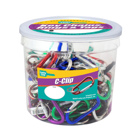 Lucky Line 46027 Small C-Clip with Split Key Ring Clip Assorted 75 Per Jar