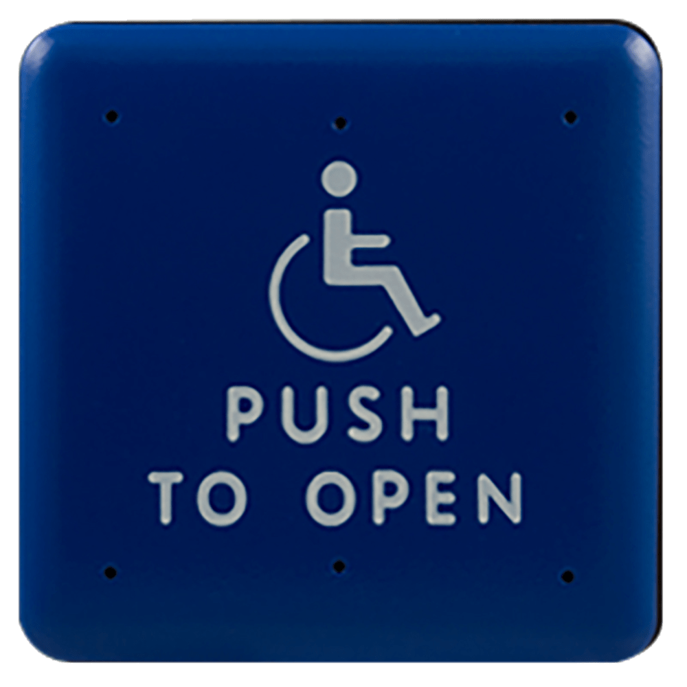 BEA 10PBS1B Stainless steel push plate, 4.75" square, white handicap logo and text