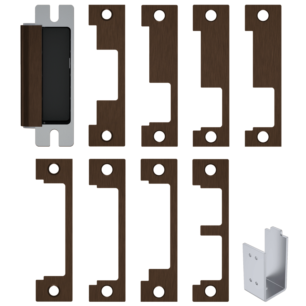 HES 1600-CS-613E Grade 1 Electric Strike, For Cylindrical or Mortise Latchbolt and Deadbolt Locks, Auto-Sensing 12/24 VDC, Field Selectable Fail Safe/Fail Secure, Includes 1J, 1K, 1KD, 1KM, 1N, 1ND, 1NM, 1NTD Options, Dark Oxidized Bronze