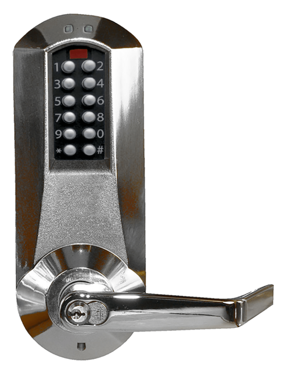 DormaKaba E5031SWL-625-41 E-Plex 5000 Cylindrical Lock, Winston Lever, 100 Access Codes, 3,000 Audit Events, Schlage FSIC Prep, Less Core, 2-3/4" Backset, 1/2" Throw, Bright Chrome
