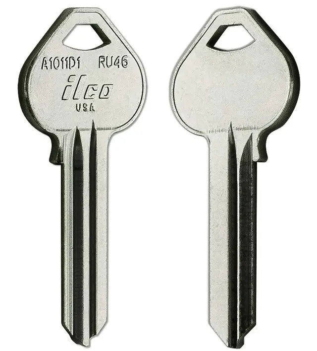 Kaba Ilco A1011D1 Key Blank – Russwin D1 Keyway, 6-Pin, Nickel-Plated Brass (RU46)