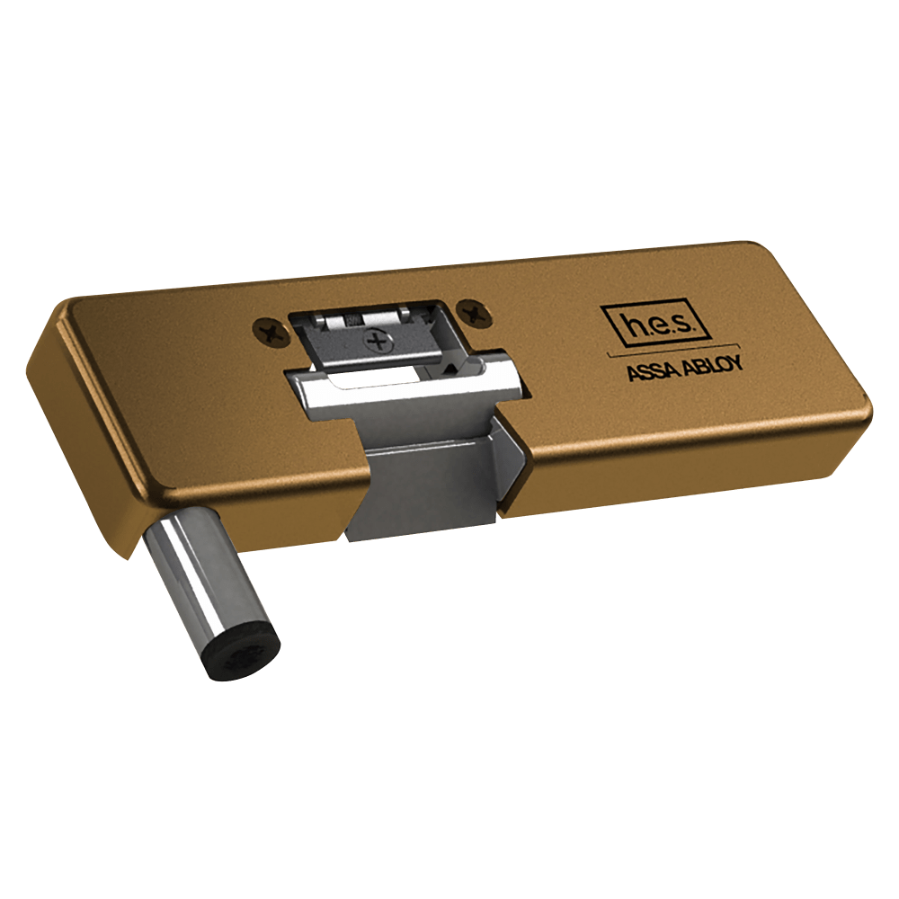 HES 9100R-612 Grade 1 Field Selectable (Safe/Secure) 12/24VDC Electric Strike for Glass Single Doors with Vertical Rods, Satin Bronze Finish, Right-Handed