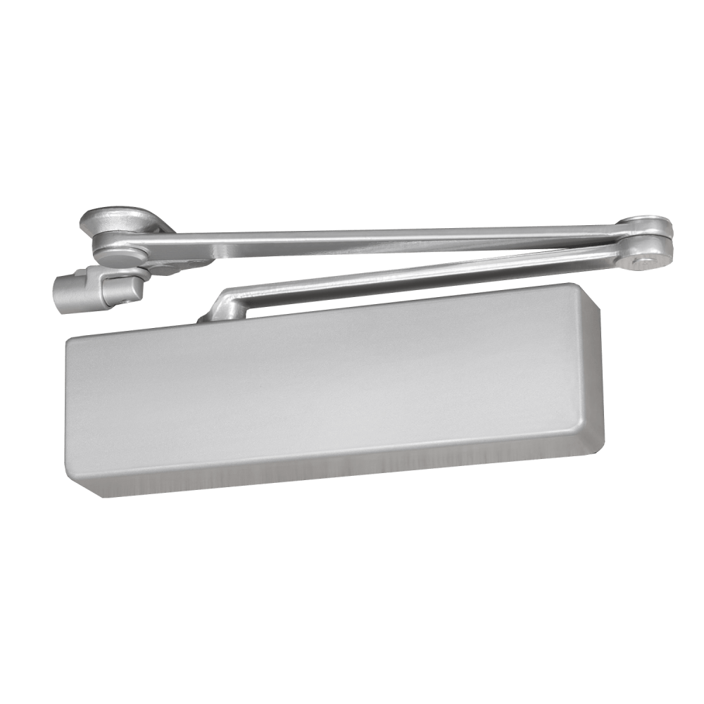 Norton CPS7500T 689 Grade 1 Closer Plus Spring Parallel Arm T Turn Hold Open Door Closer, Push Side, Parallel Arm Heavy Duty, Size 1 to 6, Plastic Cover, Aluminum Painted Finish, Non-Handed