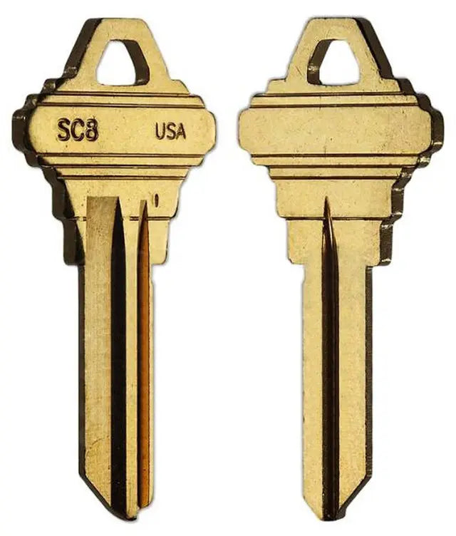 Taylor SC8-BR Schlage E 5 Pin Key Blank, Brass - 50 per box (1145E)
