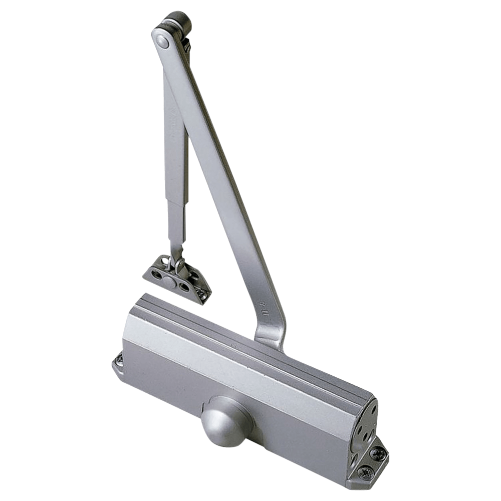 Norton 1601 689 Grade 1 Tri Mount Surface Closer, Pull Side, Regular, 180 Deg. Swing, Adjustable Size 1-6, Aluminum Painted Finish, Non-Handed