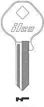Kaba Ilco 1092DS Padlock Key Blank – M13 Keyway, Nickel-Plated Brass, 4-Pin