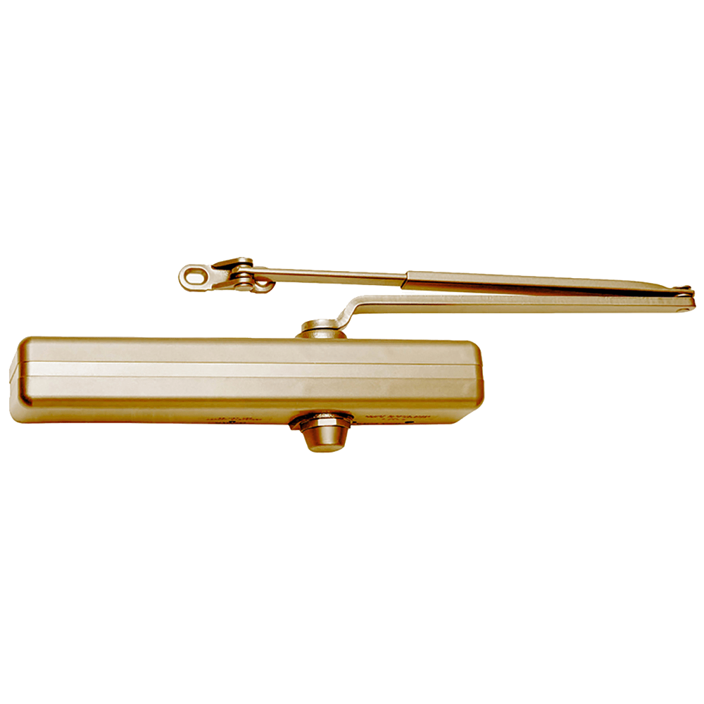 LCN 1461-RW/PA 696 Grade 1 Tri Mount Surface Closer, Push or Pull Side, Double Lever Arm Regular, Slim Plastic Cover, 180 Deg. Swing, With Parallel Arm Bracket, Satin Brass Painted Finish, Non-Handed