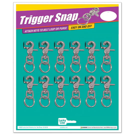 Lucky Line 44112 Nickel Plated Zinc Trigger Snap with Ring 12 Per Card