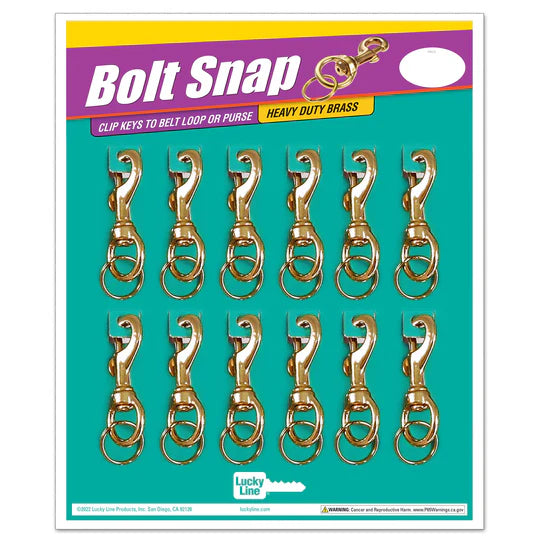Lucky Line 44812 Heavy Duty Brass Bolt with Ring 12 Per Card