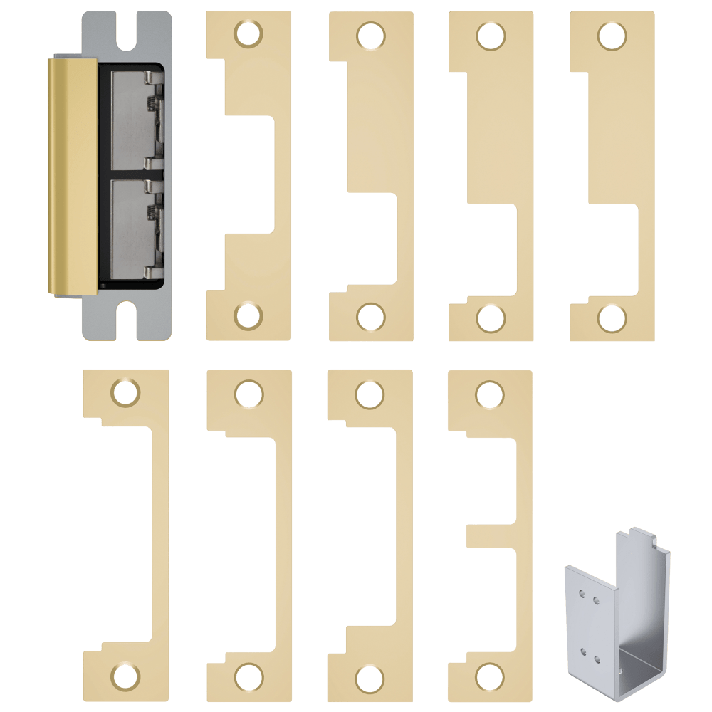 HES 1600-CS-605-DLM Grade 1 Electric Strike, For Cylindrical or Mortise Latchbolt and Deadbolt Locks, Auto-Sensing 12/24 VDC, Field Selectable Fail Safe/Fail Secure, Includes 1J, 1K, 1KD, 1KM, 1N, 1ND, 1NM, 1NTD Options, Dual Lock Monitor, Bright Brass