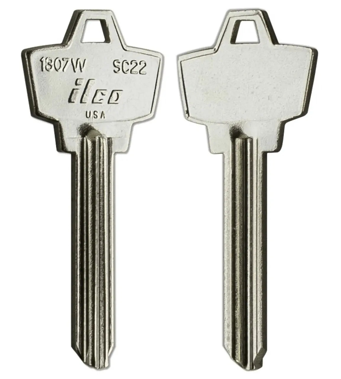 Kaba Ilco 1307W SC22 Key Blank – Schlage W Keyway, Nickel-Plated Brass