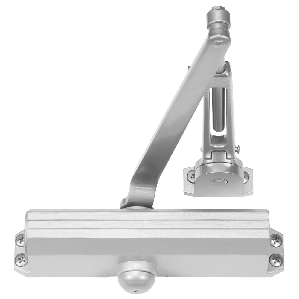 Norton 1601H 689 Grade 1 Tri Mount Surface Closer, Pull Side, Regular, Friction Hold, 90 to 180 Deg. Swing, Adjustable Size 1-6, Aluminum Painted Finish, Non-Handed