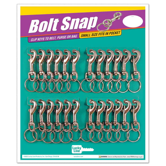 Lucky Line 44524 Small Bolt Snap Nickel Plated Zinc with Ring 24 Per Card