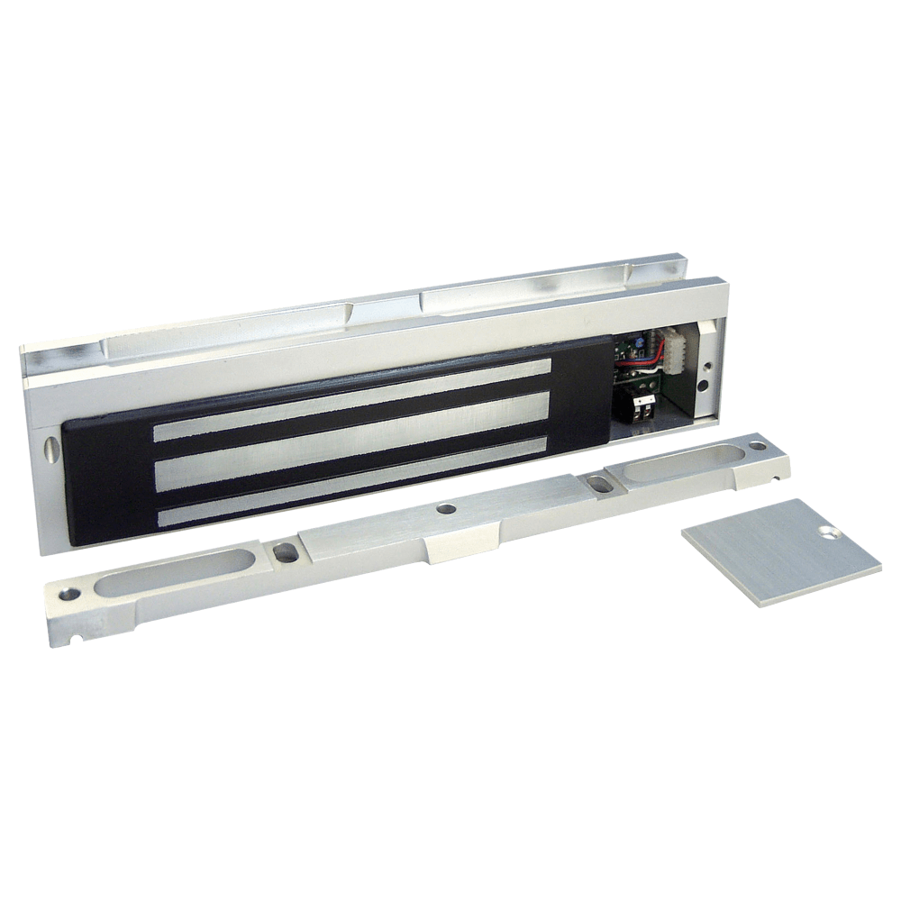 Securitron M38D Maglock, 600lbs. Holding Force, Door Position Switch, Bracket Mount, 12/24VDC, Satin Aluminum Clear Anodized