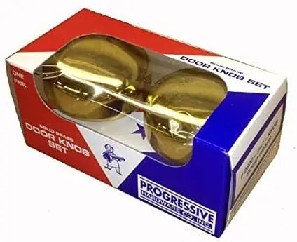 Progressive Hardware 2600/US3 Door Knob Pair 2-1/4" Solid Brass, Polished Brass