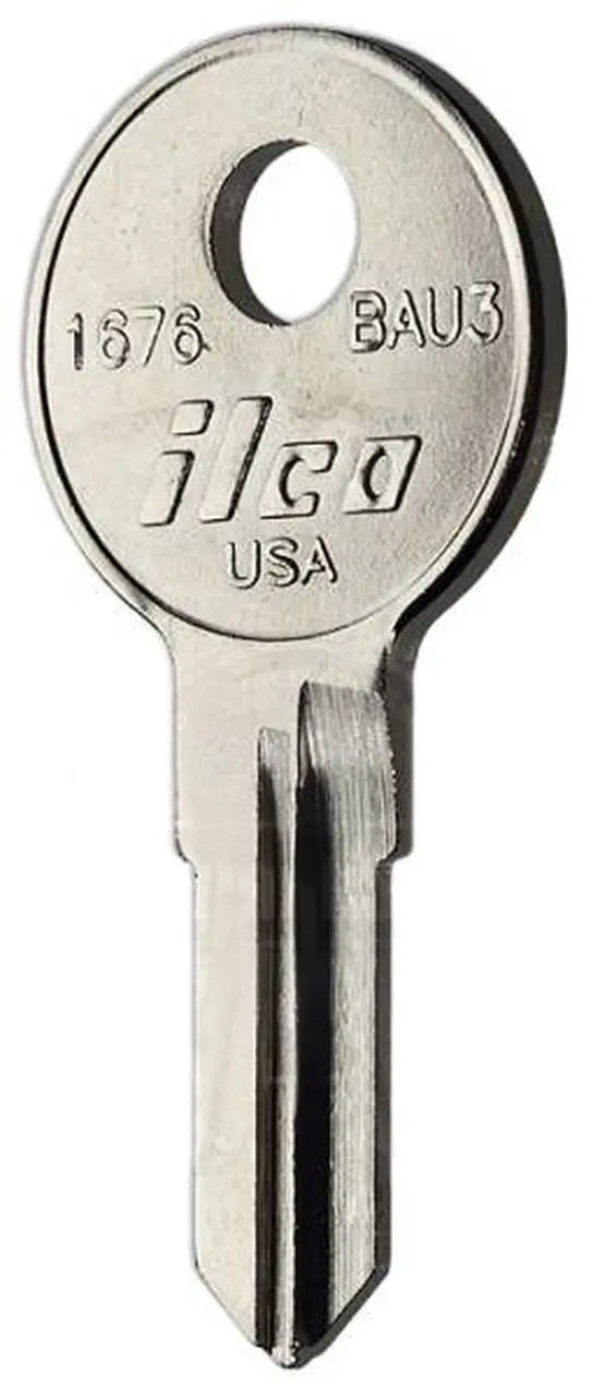 Kaba Ilco 1676 Bauer Key Blank – Nickel-Plated Brass, BAU3 Keyway