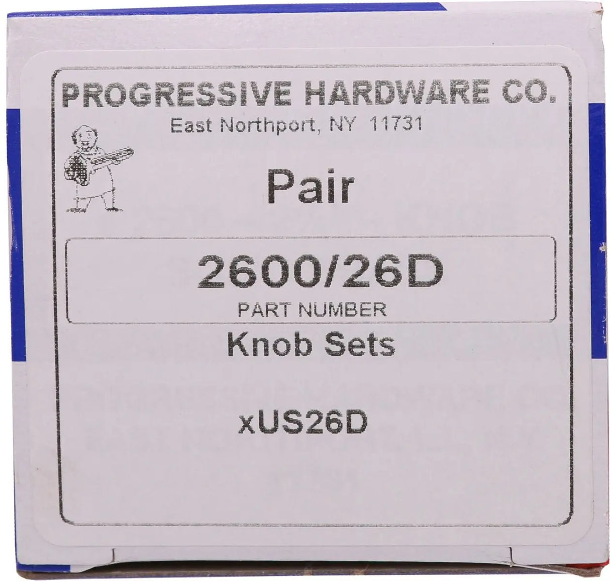 Progressive Hardware 2600/US26D Door Knob Pair 2-1/4" Solid Brass, Satin Chrome