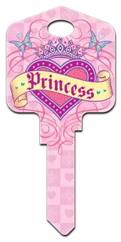 SC1-PG4 Pampered Girls PRINCESS House Key Blank Schlage Keyway