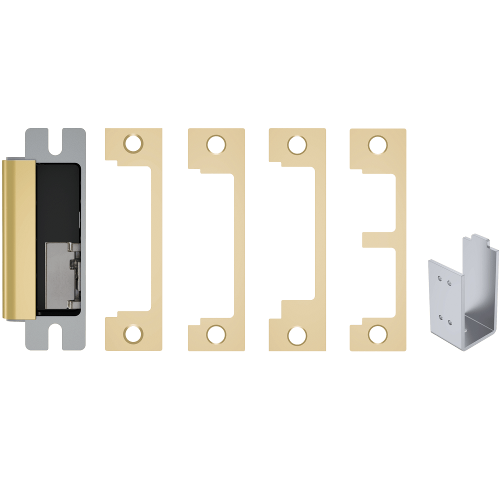 HES 1600-CDB-605-LM Grade 1 Electric Strike, For Cylindrical or Mortise Latchbolt and Deadbolt Locks, Auto-Sensing 12/24 VDC, Field Selectable Fail Safe/Fail Secure, Includes 1N, 1ND, 1NM, 1NTD Options, Lock Monitor, Bright Brass