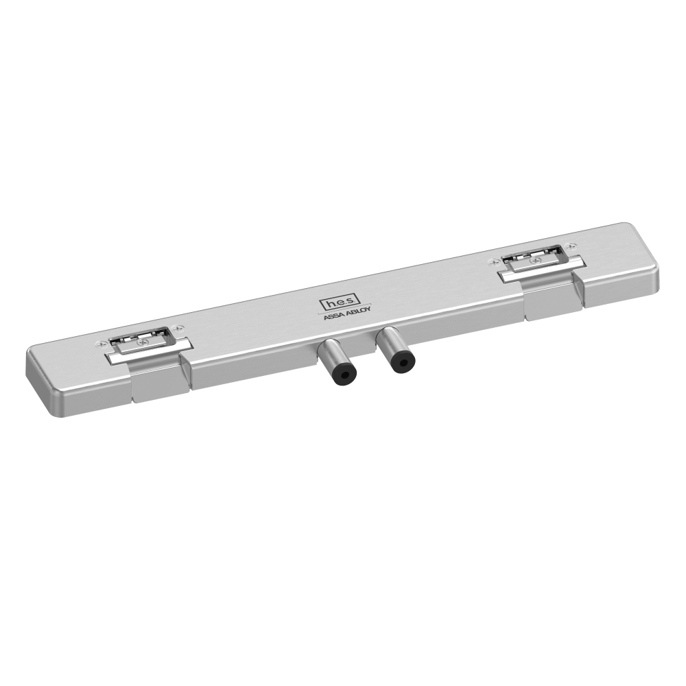 HES 9200W-630-LM Grade 1 Field Selectable (Safe/Secure) 12/24VDC Electric Strike for Glass Double Doors with Vertical Rods, 8-3/8" Centered Keeper Spacing, Latchbolt Monitoring , Satin Stainless Steel Finish