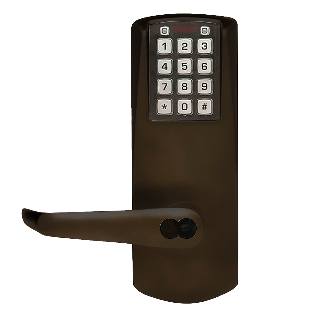 DormaKaba E2031BLL-U13-41 E-Plex 2000 Cylindrical Lock, 100 Access Codes, 1,000 Audit Events, 2-3/4" Backset, 1/2" Throw, 6/7-Pin SFIC Prep, Less Core, Dark Bronze