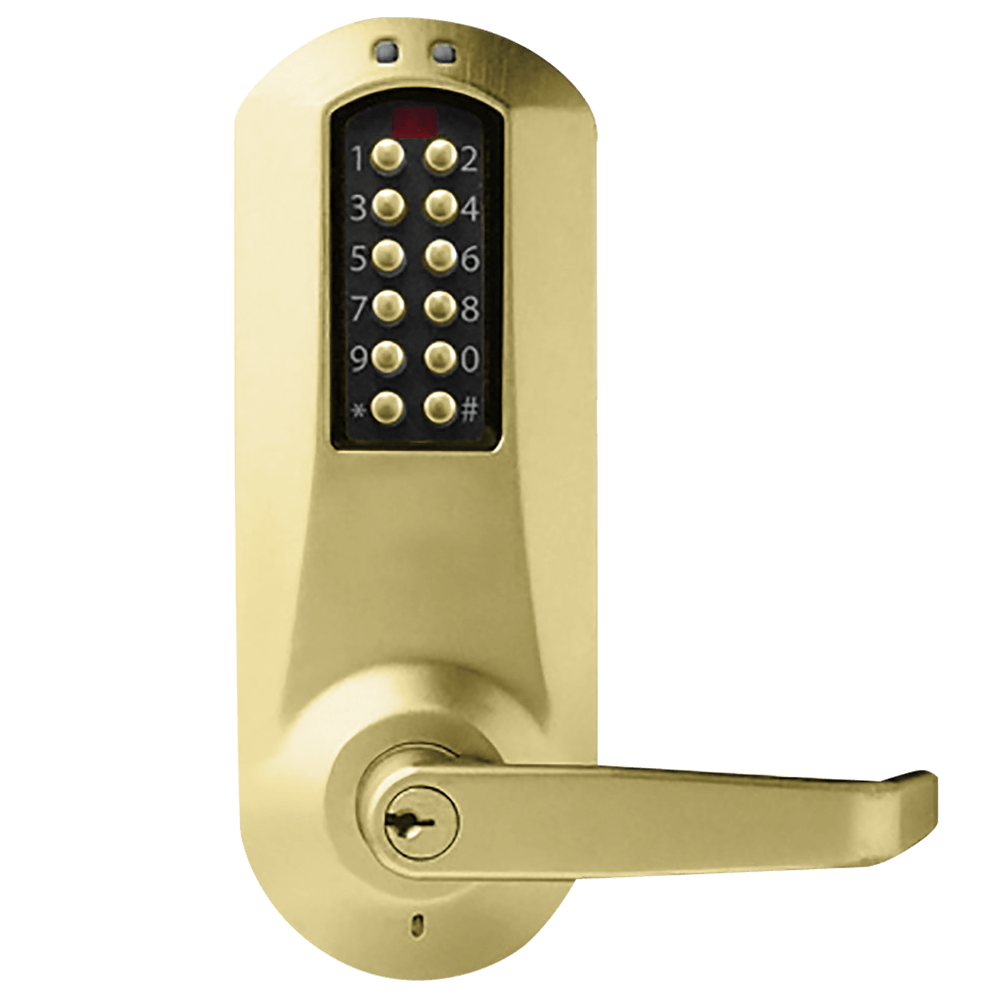 DormaKaba E5031XSWK-606-41 E-Plex 5000 Cylindrical Lock, Winston Knob, 100 Access Codes, 3,000 Audit Events, KIL, Schlage C Keyway, 2-3/4" Backset, 1/2" Throw, Satin Brass