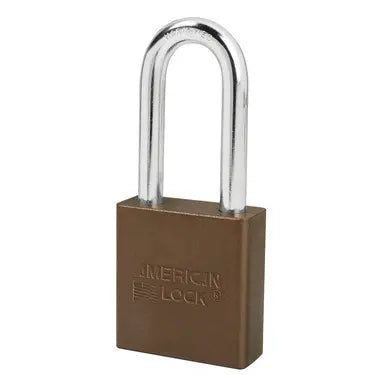 American Lock A1206BRN Brown Anodized Aluminum Safety Padlock, 1-3/4" Body, 2" Tall 5/16" Diameter Shackle, Keyed Different