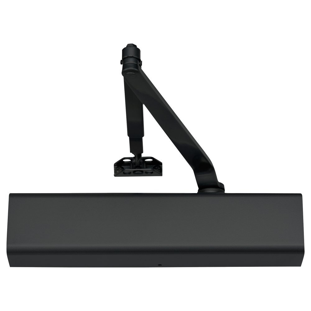 Norton 8501 BSP Grade 1 Tri Mount Door Closer, Push or Pull Side, Regular, Adjustable Size 1 to 6, Plastic Cover, Black Suede Powder Coat Finish, Non-Handed