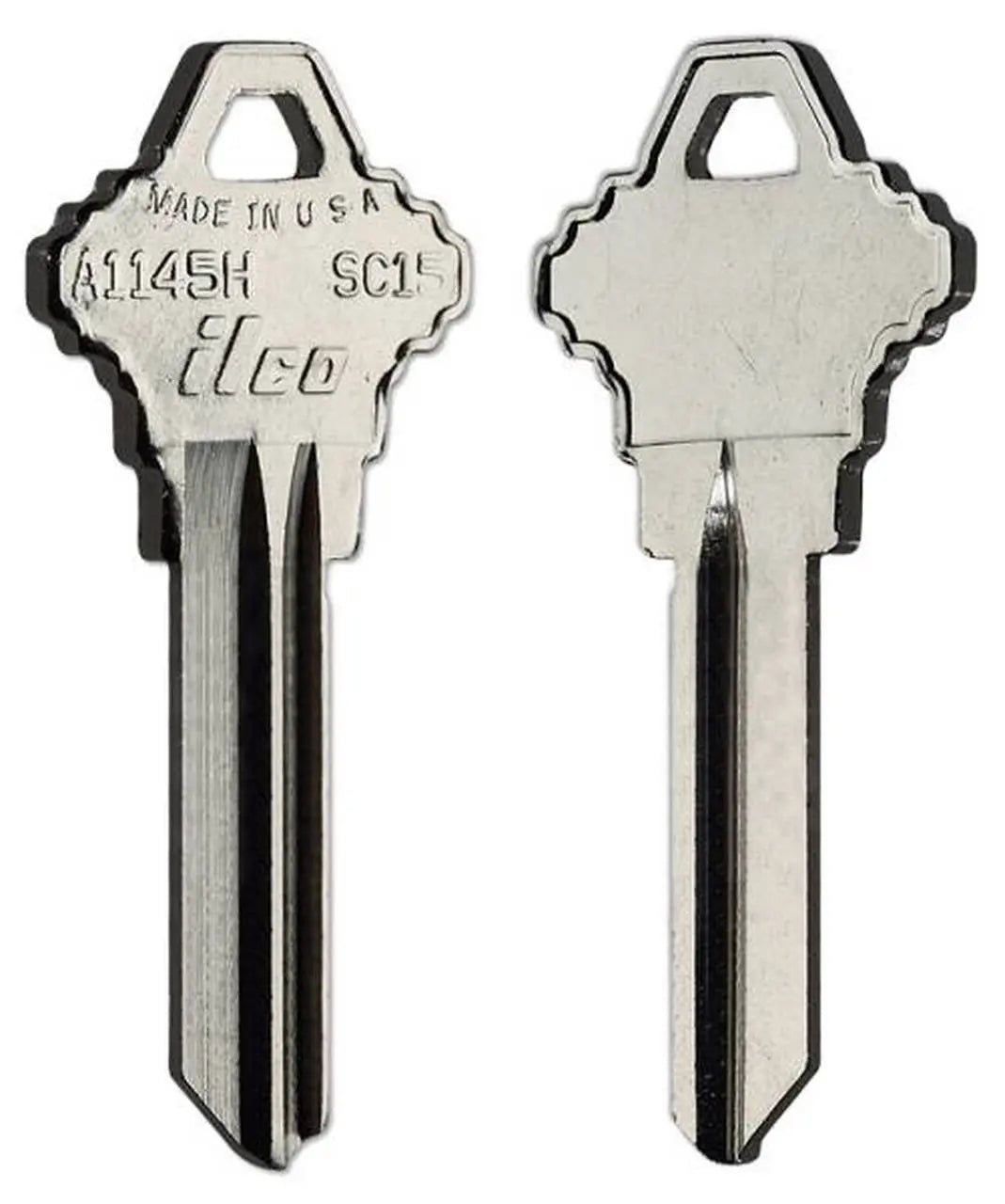 Kaba Ilco A1145H Key Blank – Schlage H Keyway, 6-Pin, Nickel-Plated Brass (SC15)