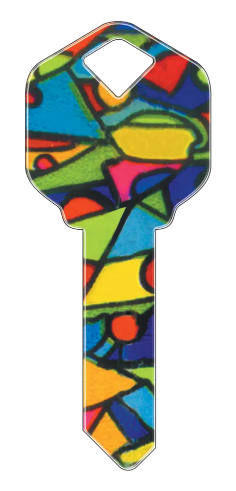 SC1-HK9 Happy Keys Schlage Colored Glass