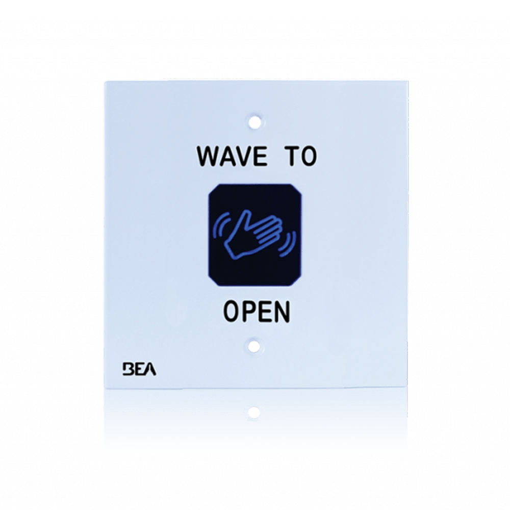 BEA 10MS11DW Microwave Touchless Actuator, Double Gang, 4.5 in x 4.5 in (Text and Logo), Adjustable 2 to 24 In, 12 to 24 VAC/DC, White Powder-Coated