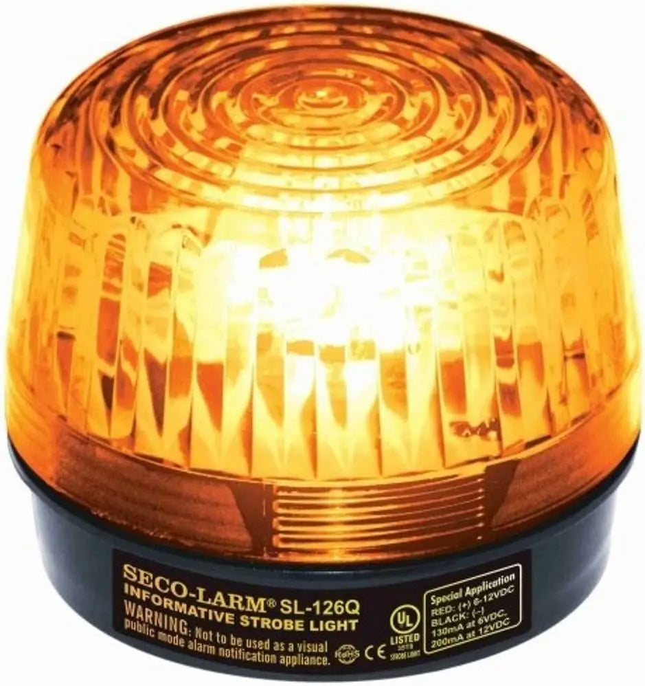 Seco-Larm SL-126Q/A 6-12 VDC 2-wire Strobe Light, Xenon tube, UL Listed, Amber
