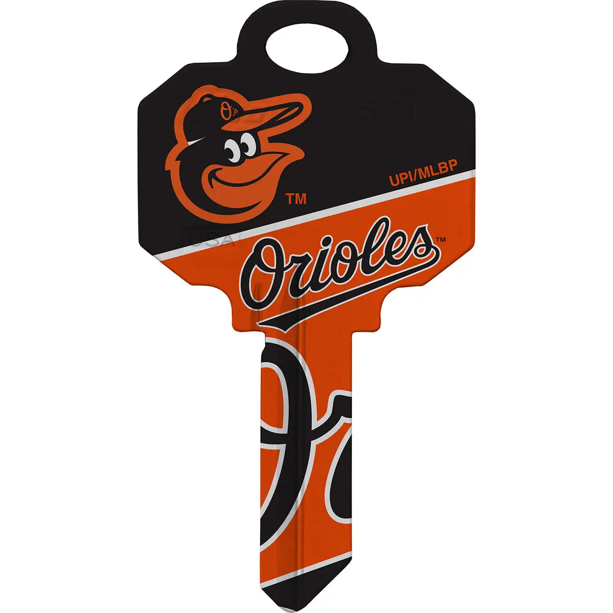 Kaba Ilco SC1-MLB-Baltimore ORIOLES Baseball House Key Blank SC1 Keyway, Cartoon Bird w/Cap