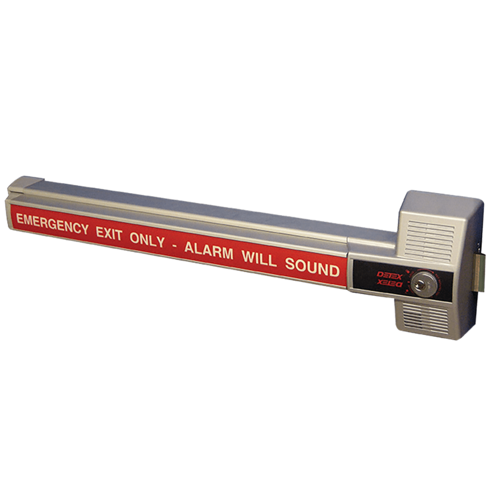 Detex ECL-230X W-CYL KA Alarmed Deadbolt Panic Hardware, Single Point Lock, with Cylinder, Gray Finish