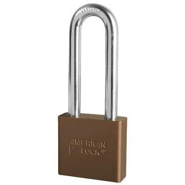 American Lock A1307KABRN 27676 Brown Anodized Aluminum Safety Padlock, 2" Body, 3" Tall 3/8" Diameter Shackle, Keyed Alike