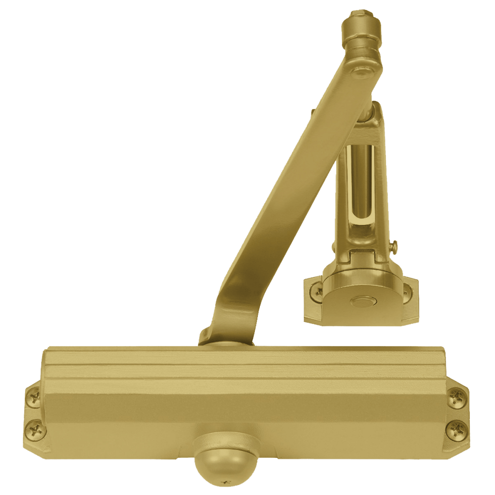 Norton 1601H 696 Grade 1 Tri Mount Surface Closer, Pull Side, Regular, Friction Hold, 90 to 180 Deg. Swing, Adjustable Size 1-6, Satin Brass Painted Finish, Non-Handed
