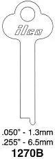 Kaba Ilco 1270B Flat Steel Key Blank