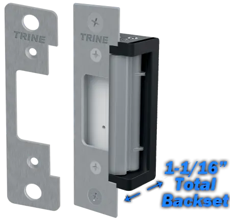 Trine 4300CC-32D Electric Strike, 12/24 VDC, 12-24 VAC, 4 Faceplates Included, Satin Stainless Steel Finish