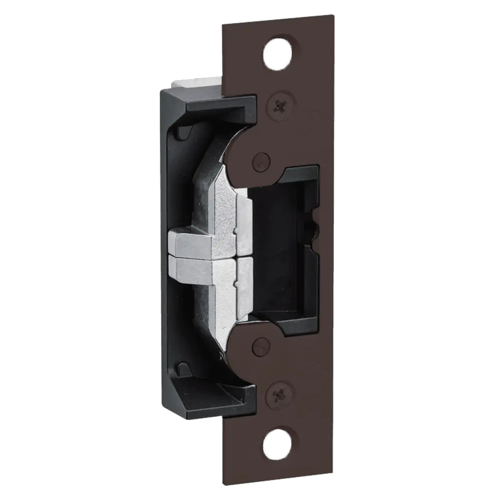 Adams Rite 7440-313 Electric Strike, Field Selectable (Fail Safe/Fail Secure), For Aluminum, Hollow Metal or Wood Applications, 4-7/8" x 1-1/4" Flat Faceplate with Square Corners, 12, 16, 24 VAC/DC, Dark Bronze Anodized Aluminum