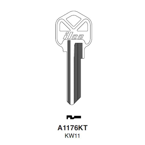 Kaba Ilco A1176KT Key Blank – KW11 Kwikset 6-Pin Nickel-Plated Brass
