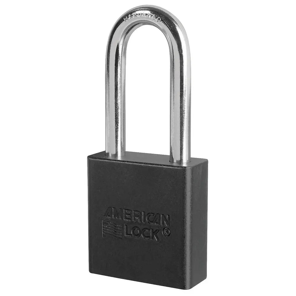 American Lock A1206KABLK 27676 Black Anodized Aluminum Safety Padlock, 1-3/4" Body, 2" Tall 5/16" Diameter Shackle, Keyed Alike