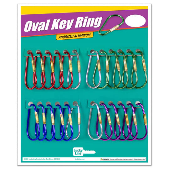 Lucky Line 73724 Anodized Oval Key Ring Asst 24 Per Card