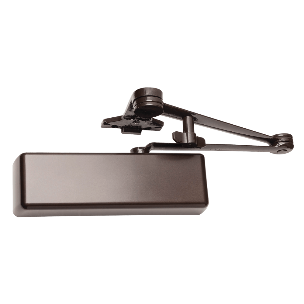 LCN 4111-SHCUSH LH 695 Grade 1 Surface Door Closer, Spring Hold Open Cush-N-Stop Arm, Push Side Parallel Arm Mounting, 110 Deg. Swing, Size 1 to 5, Full Plastic Cover, Dark Bronze Finish, Left-Handed